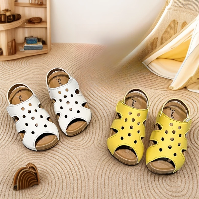 【小柠檬】男童镂空勃肯凉鞋2025夏季新款女宝轻便软底防滑沙滩亮鞋