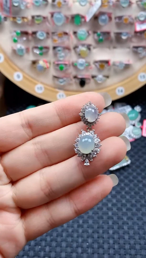 银S925镶嵌戒指翡翠天然A货缅甸翡翠