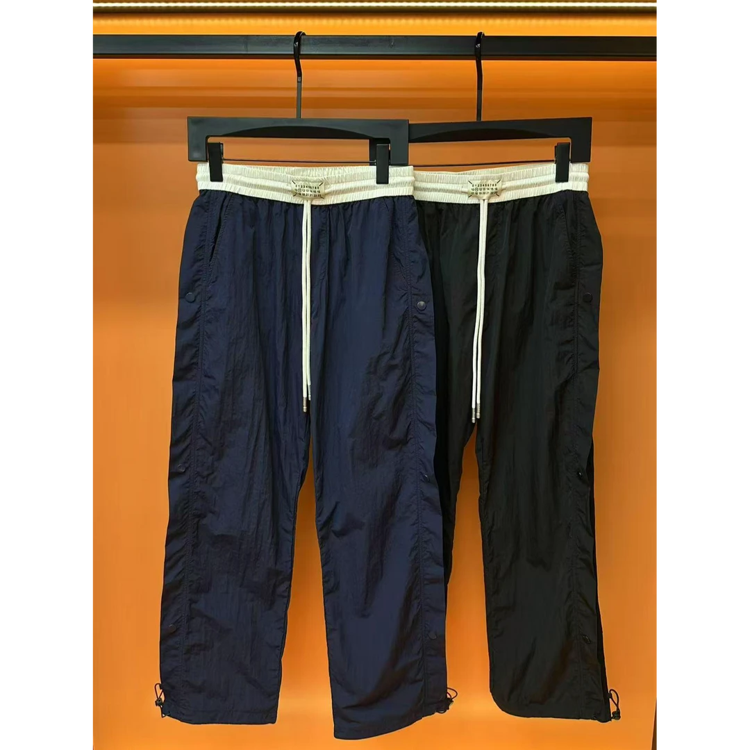 Y1夏季新款男士休闲百搭时尚潮流舒适凉爽运动长裤拼色网眼裤子潮