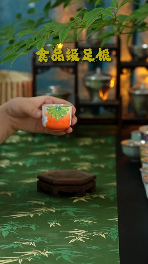 其他橘色花手绘999足银