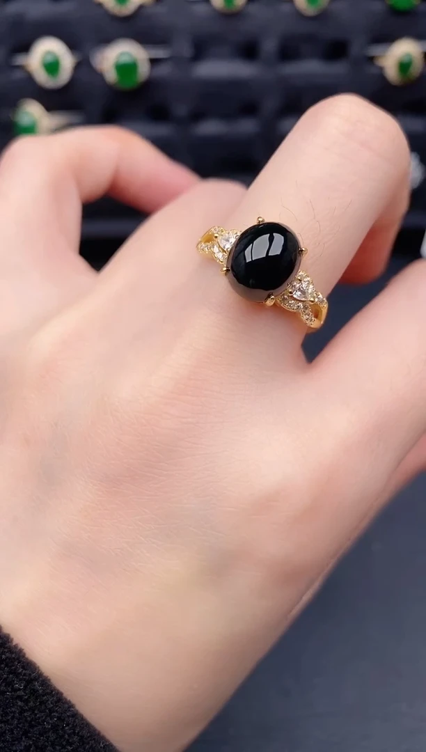 银S925镶嵌戒指翡翠天然a货翡翠209