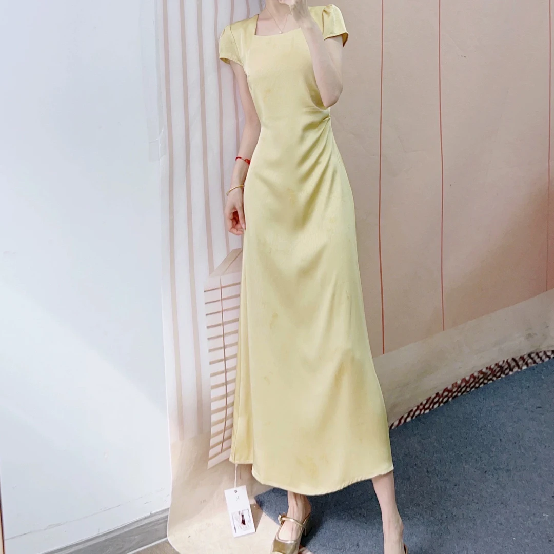 无印心匠B55268 缎面蝴蝶&印花改良长款旗袍高级性感 K669