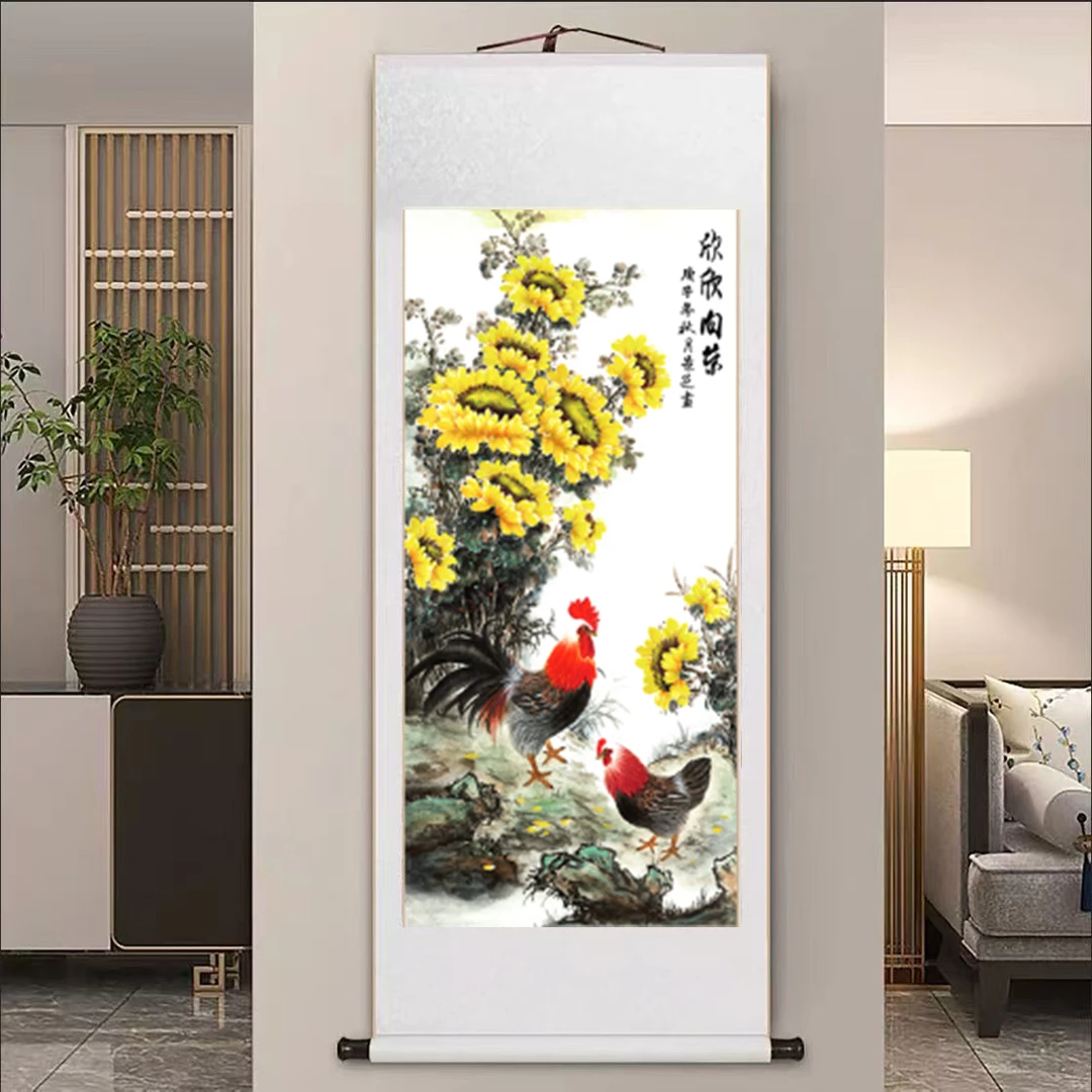 三尺《新-欣欣向荣》-竖幅-玄关走廊-花鸟挂画