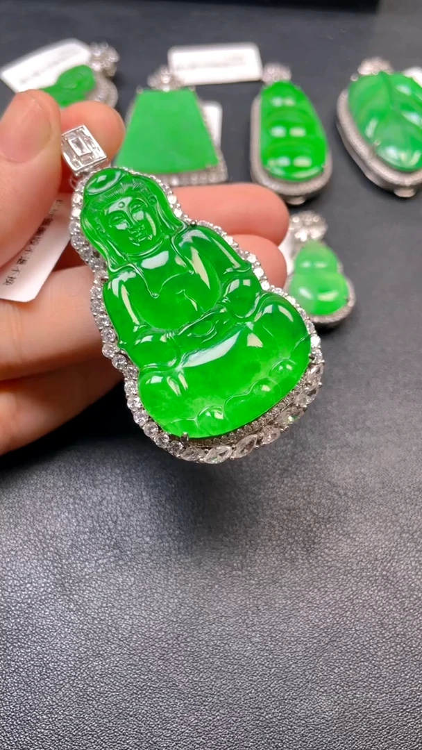 吊坠(不含链)银S925镶嵌翡翠dz1