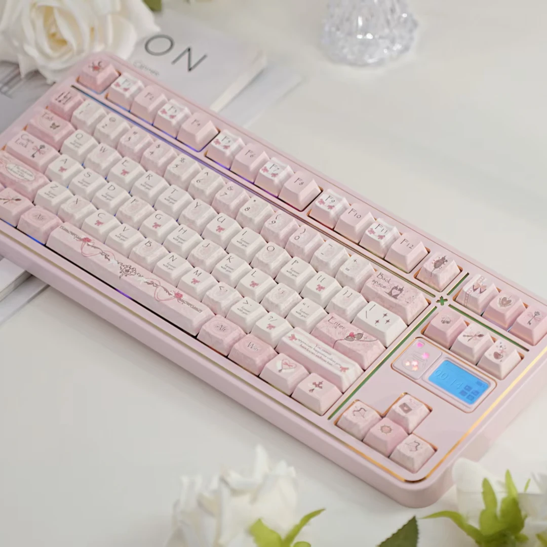 花笺之约键帽粉色键帽原厂高度少女心键帽1.7厚度五面热升华工艺