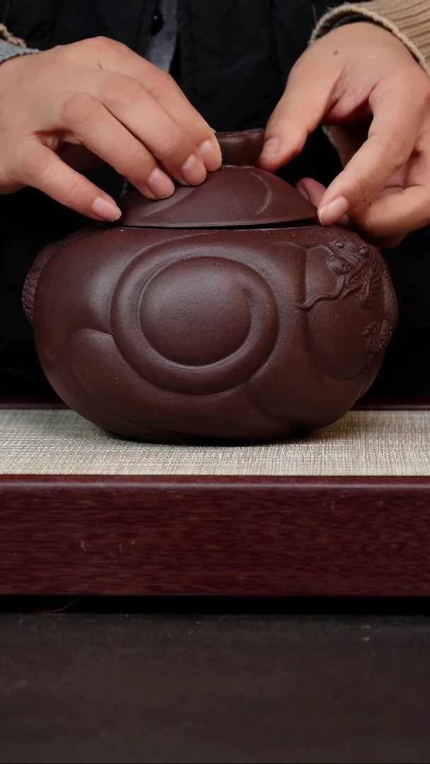 茶杯紫砂紫泥鱼化龙茶叶罐