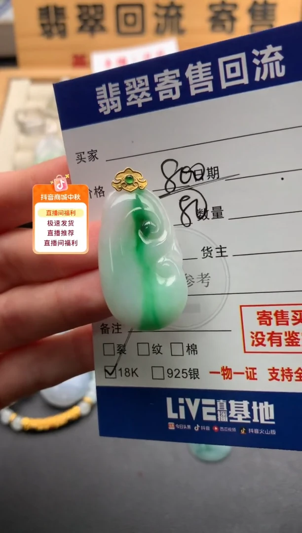 颈饰18K金镶嵌翡翠10146075
