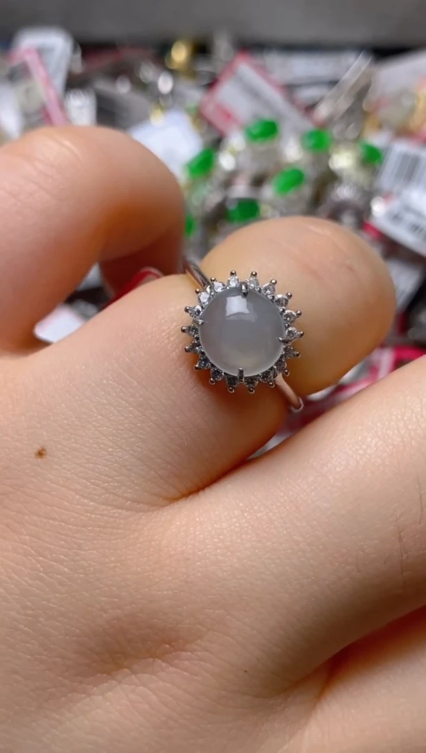 银S925镶嵌戒指翡翠百内无证书