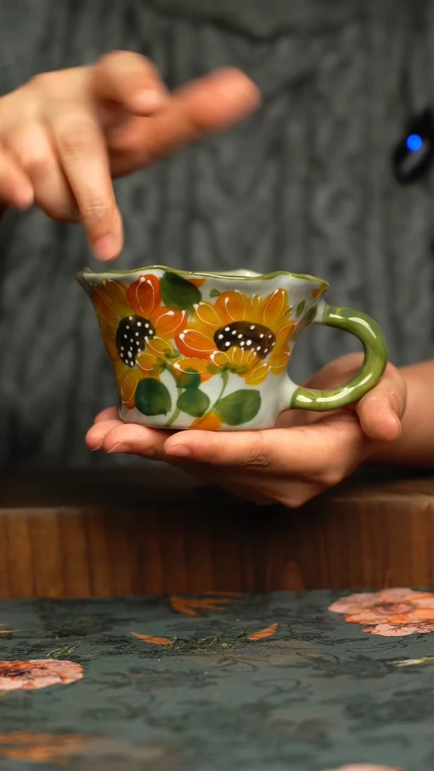 杯釉下彩手工手绘同款陶器