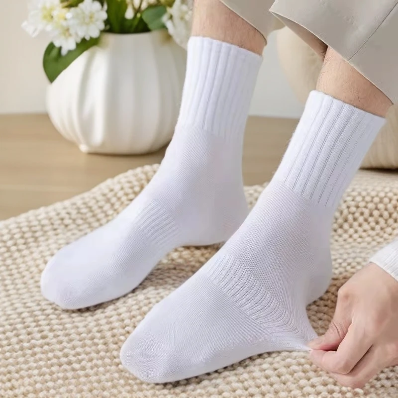 新疆棉纯色棉袜子男女士同款长防臭袜女袜子可爱吸汗透气运动袜春
