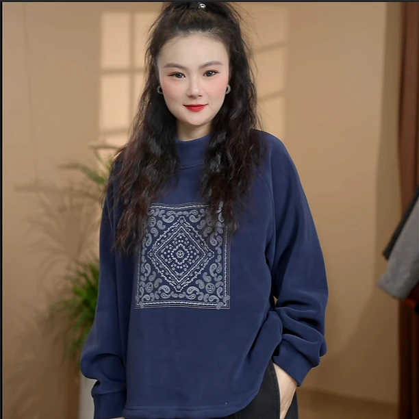 宽松型秋季常规款/长袖保暖卫衣休闲加厚圆领长袖
