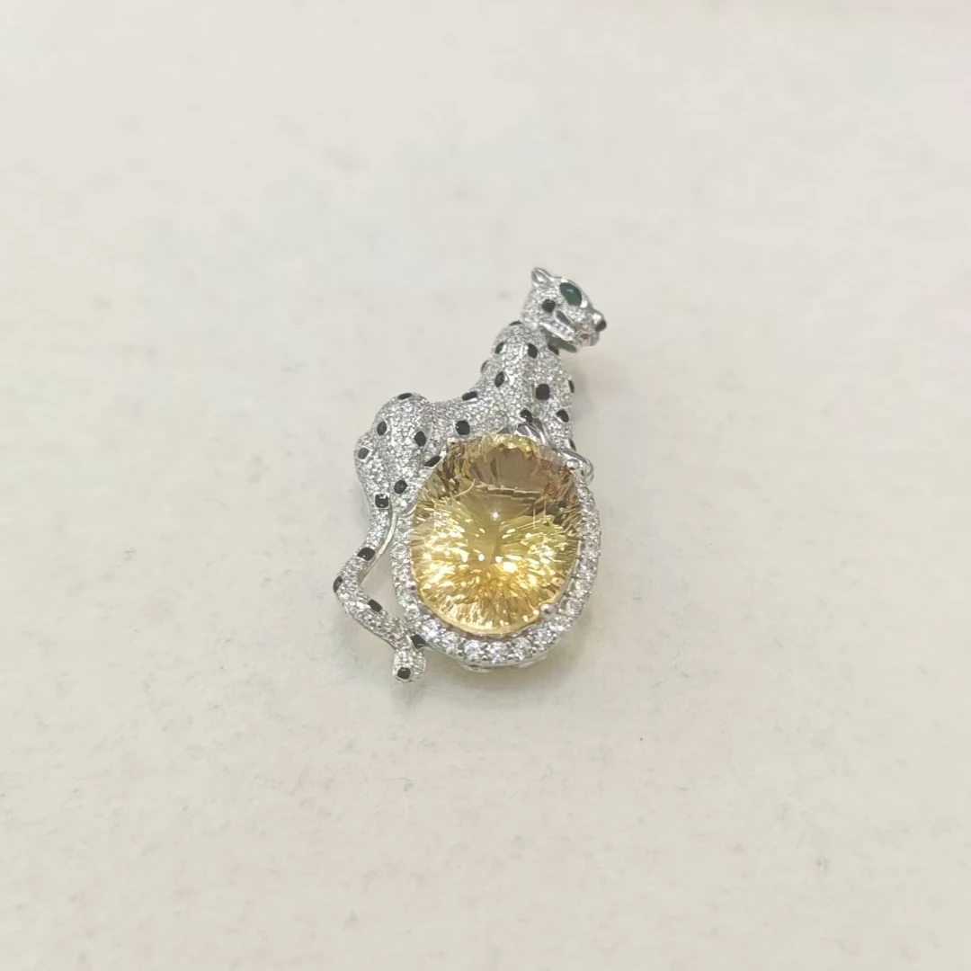 【暹罗珠宝】天然黄水晶胸针吊坠两用款 XLY119010