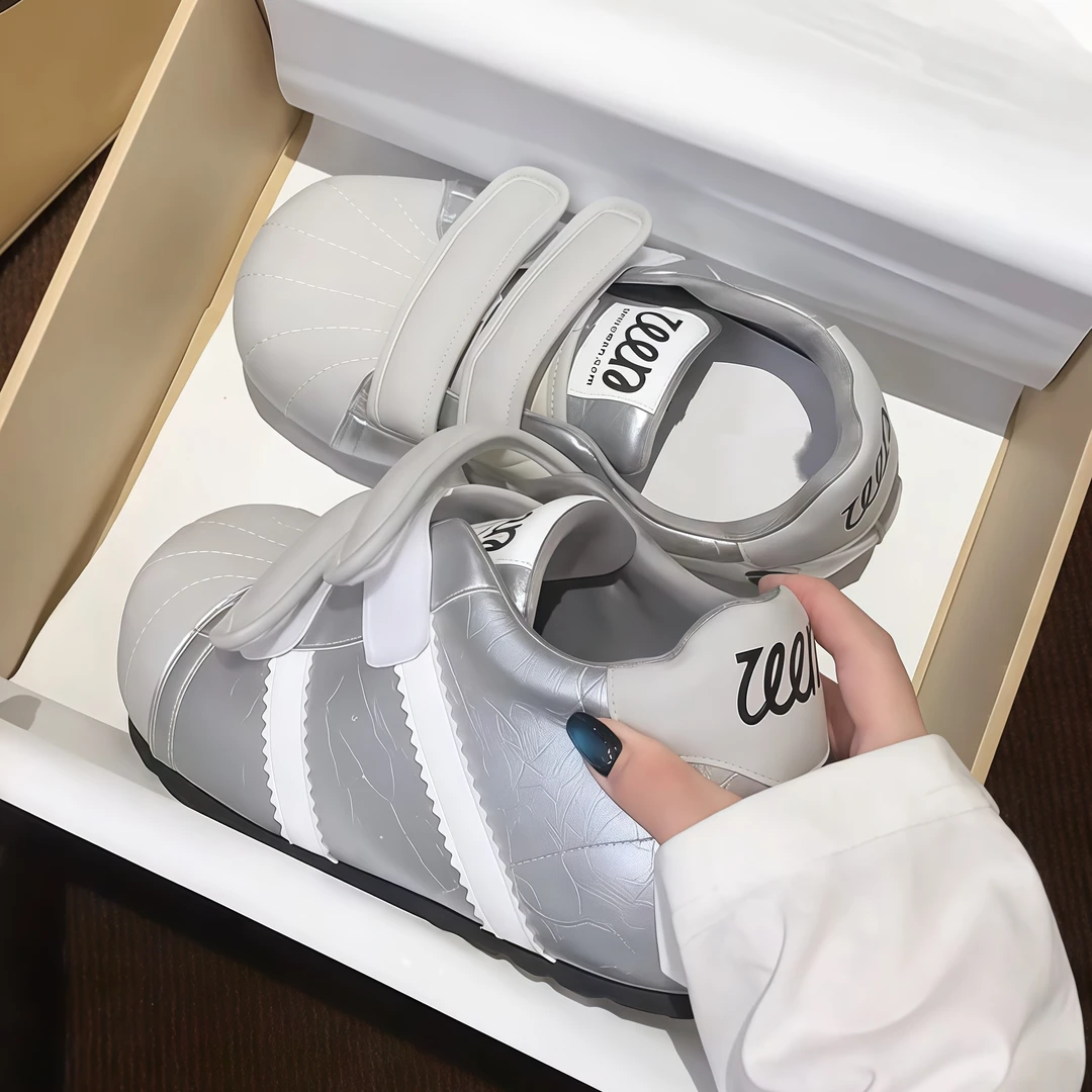 贝壳头板鞋女2025秋季新款爆款厚底百搭休闲运动轻便学生小白鞋子