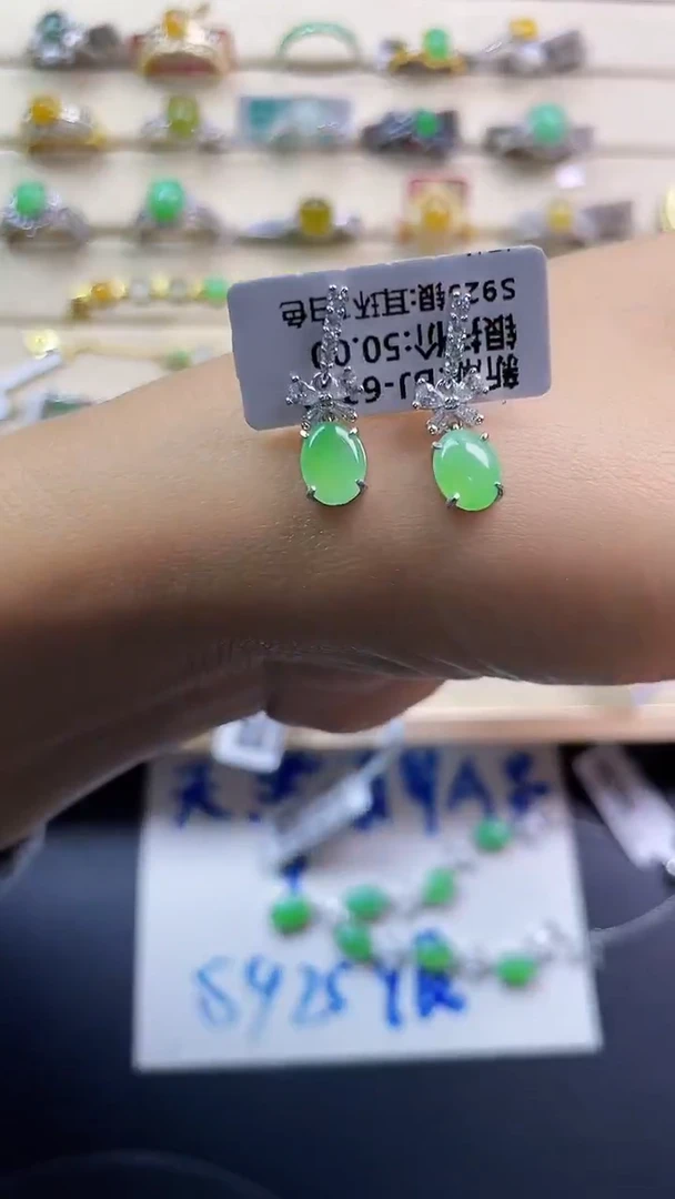 银S925镶嵌戒指翡翠翡翠 蛋面 银S925镶嵌