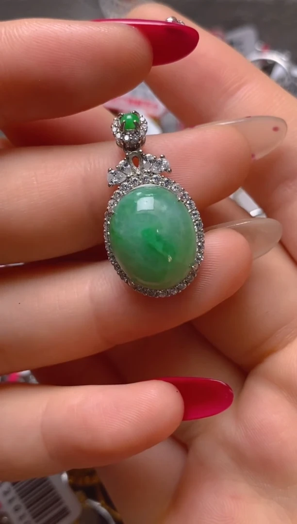 银S925镶嵌戒指翡翠百内无证书