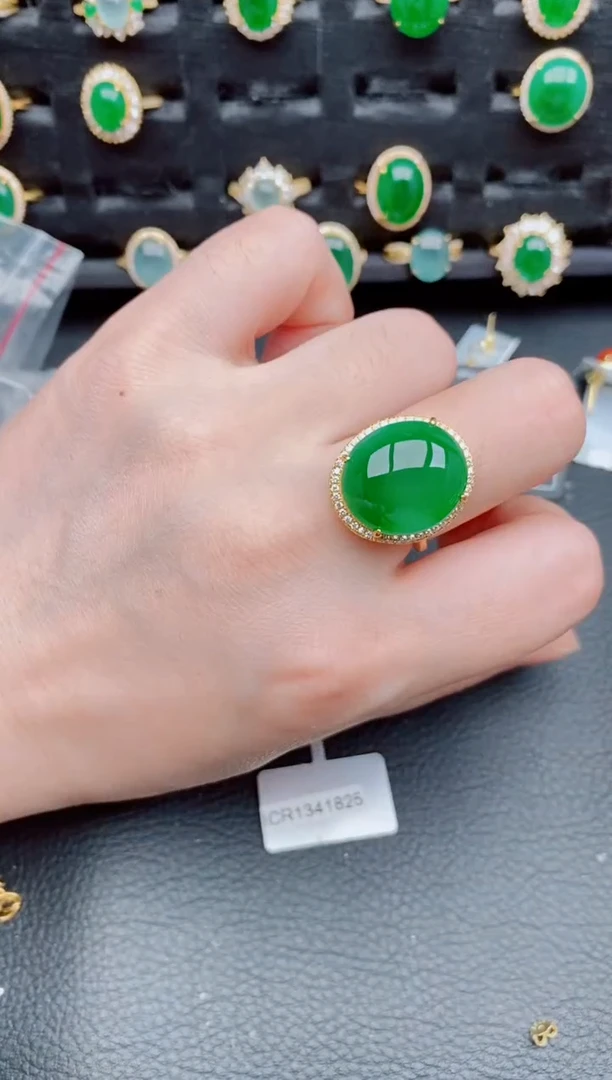 【闪购商品】翡翠戒指银S925镶嵌天然a货翡翠562