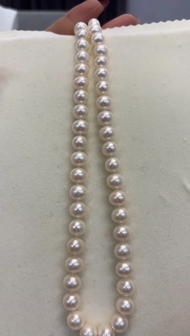 【闪购商品】淡水珍珠颈饰银S925镶嵌8.5-9.5mm无核白珠项链