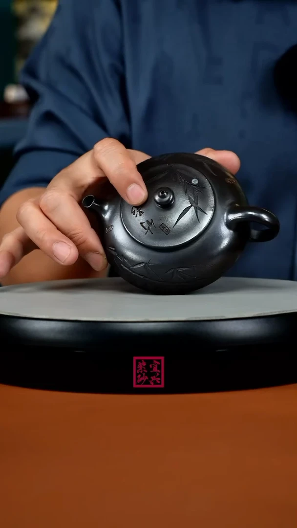 茶壶紫砂A级石黄清风竹影寒江180CC