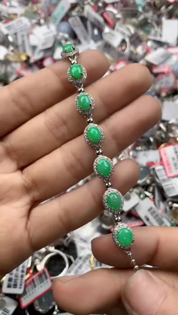 银S925镶嵌戒指翡翠15-15   1