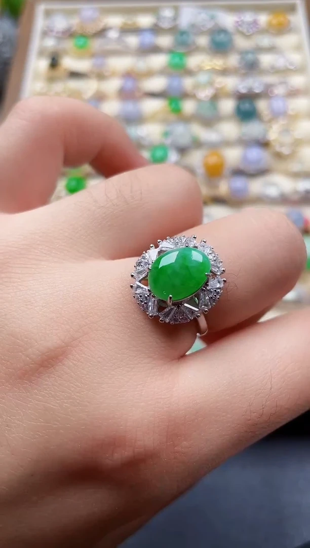 银S925镶嵌戒指翡翠69