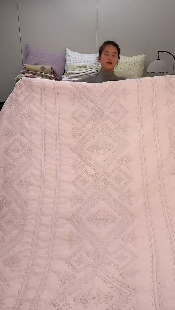 棉纯棉粉色金丝罗线格230*250