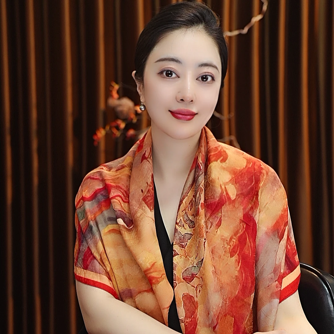 【大漠】110*110浣溪沙大方巾围巾女士披肩百搭双面戴中国风