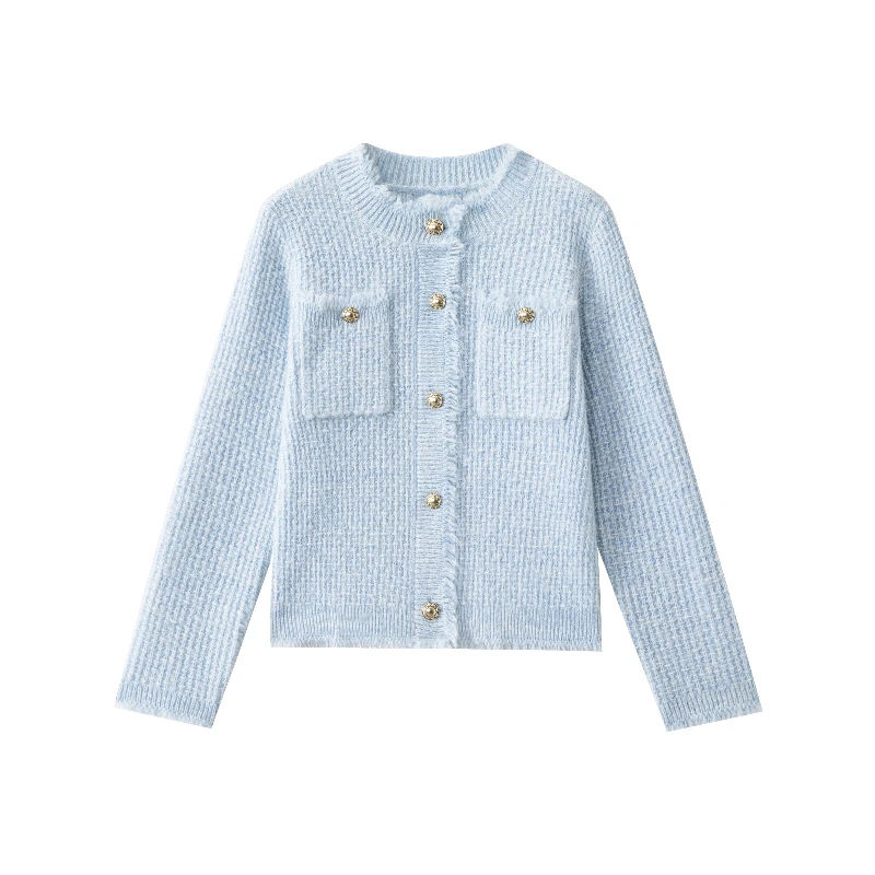 【吉岚严选】法式甜美优雅气质圆领小香风长袖开衫