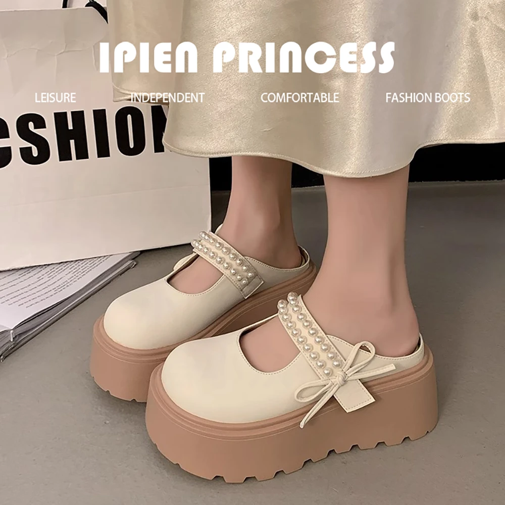 时尚百搭休闲防滑包头女款勃肯鞋2025新款春夏季外穿增高厚底拖鞋