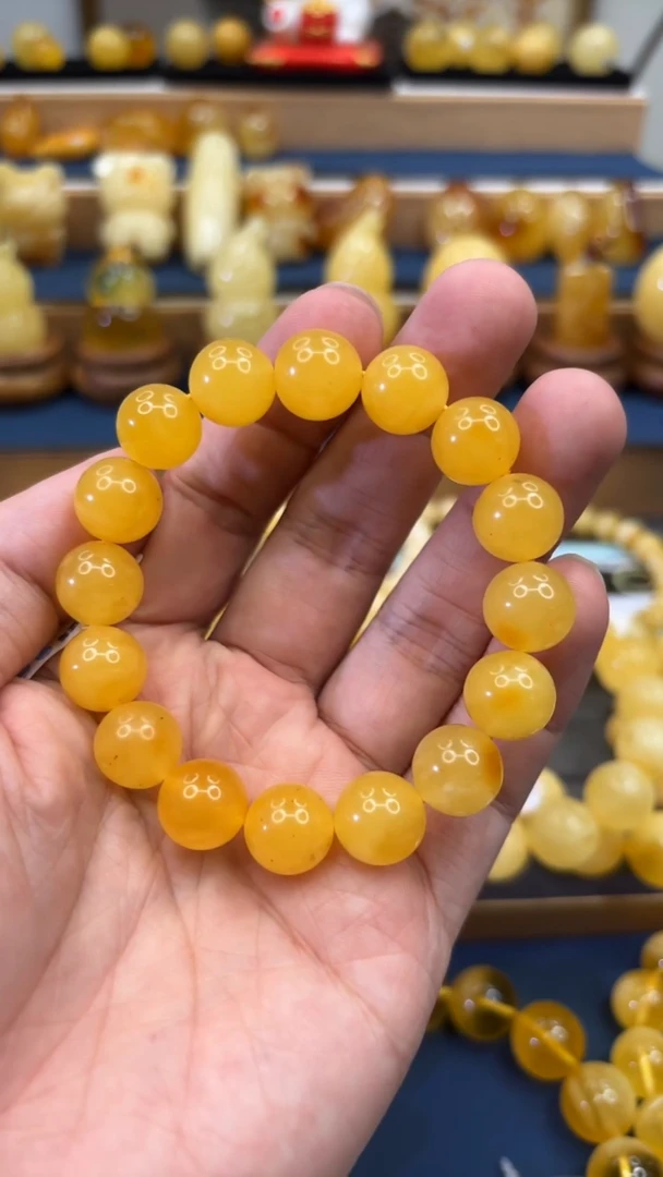 手串蜜蜡未镶嵌p72焦皮料鸡油红单圈 12mm 16.37克