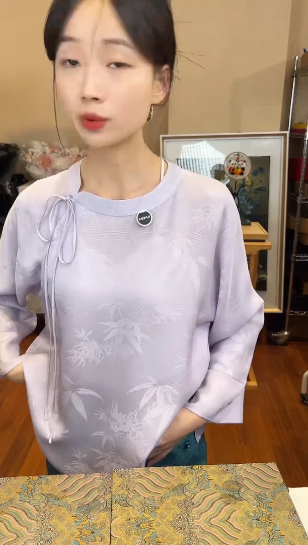刺绣五*雪罗衣紫色桑蚕丝上衣