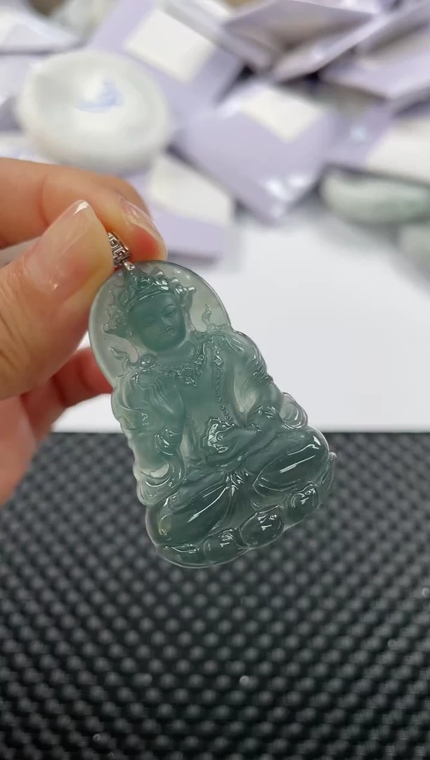 颈饰18K金镶嵌翡翠基地发货H 7563 度母