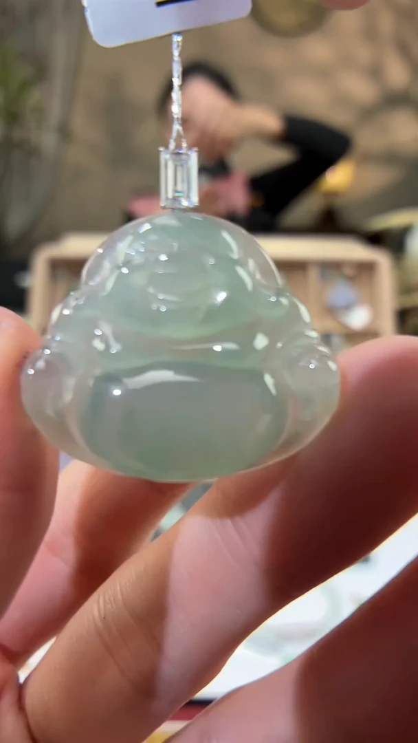 吊坠(不含链)18K金镶嵌翡翠佛公