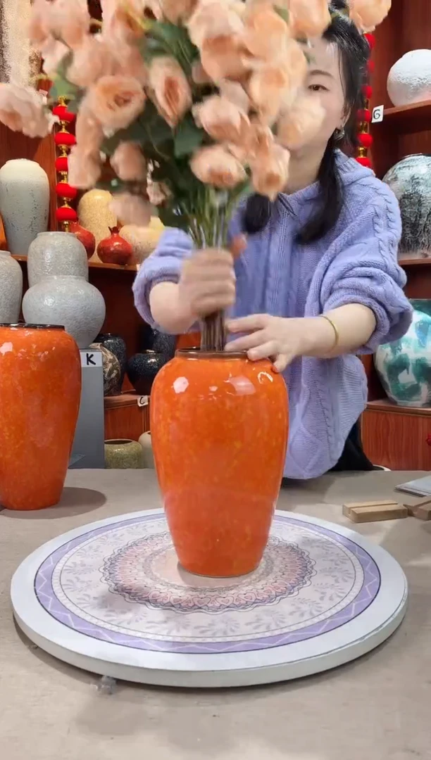 【闪购商品】瓶陶瓷花瓶 无花 爱马仕橙中号