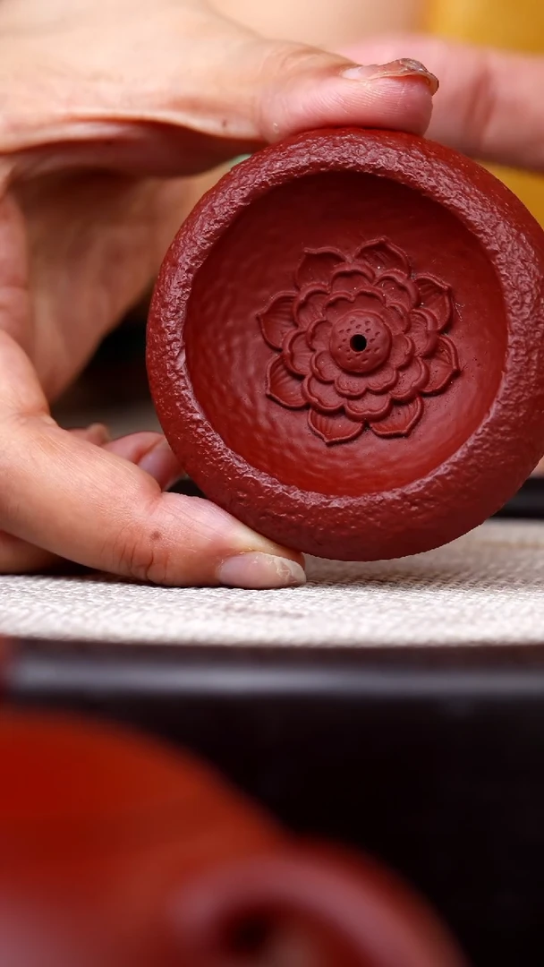 茶壶紫砂朱泥莲花香插