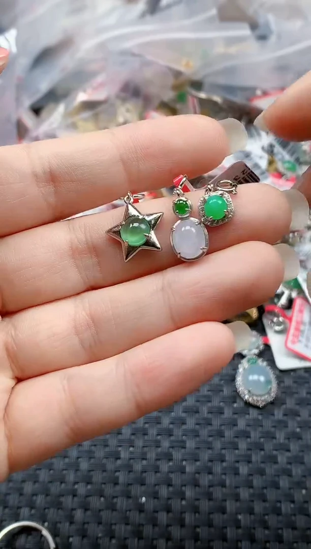 银S925镶嵌戒指翡翠天然A货缅甸翡翠