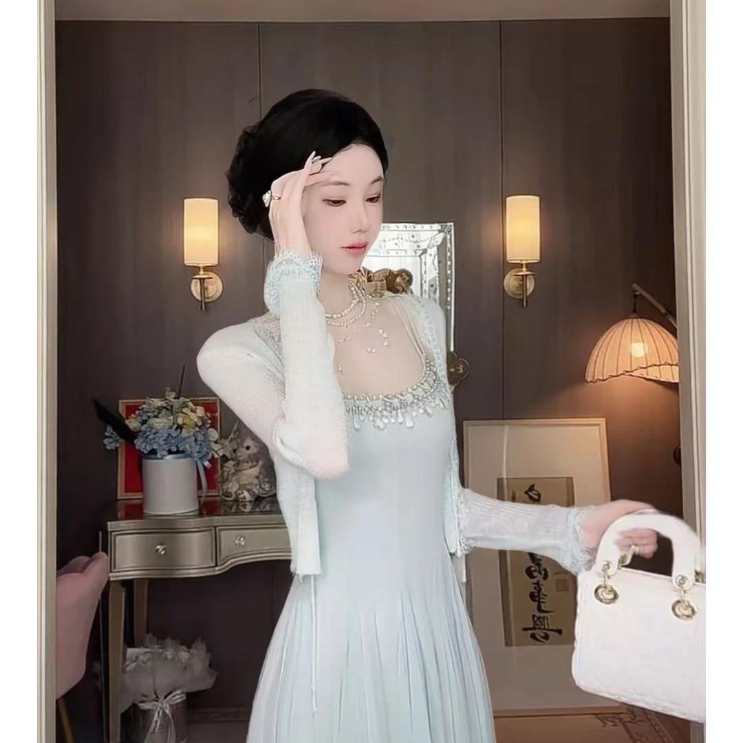 【雅乔定制】蕾丝水晶 蕾丝花边系带针织开衫外套春夏DYJJ-25030845