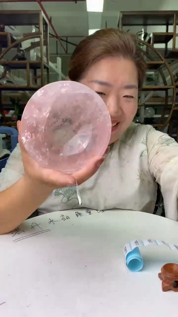 水晶珠宝半成品未镶嵌粉水晶碗D851