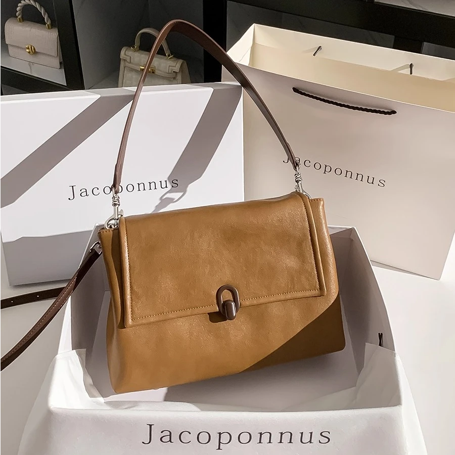 【雅各邦】真皮托特包女2025新款高级小众轻奢通勤百搭气质斜挎女包