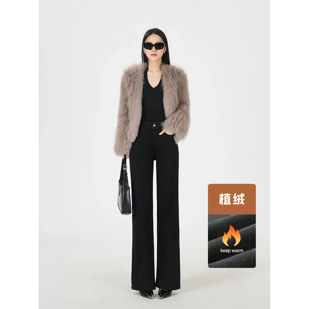 《弹力牛》2025秋冬新款加绒时尚百搭四面弹牛仔裤女89173