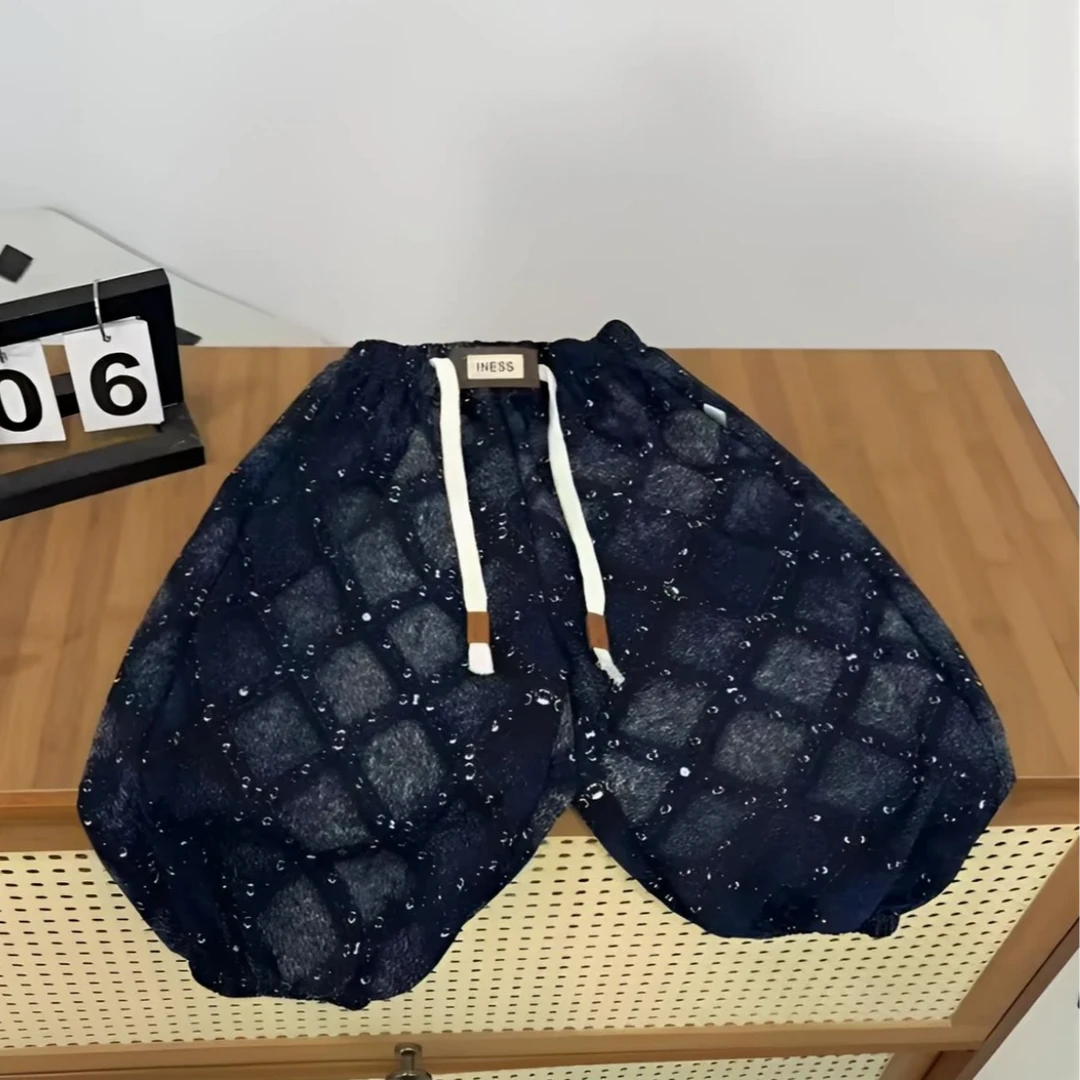 2025夏季新款男女童扎染时尚洋气宽松蓝色薄款灯笼束脚裤防蚊裤