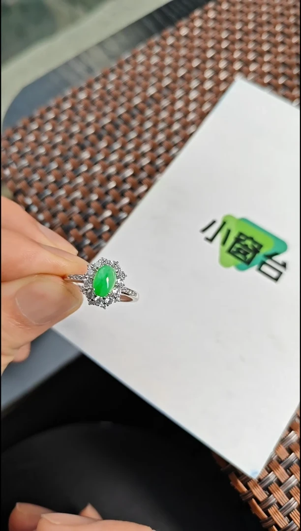 【闪购商品】翡翠戒指银S925镶嵌翡翠戒指S925银镶嵌