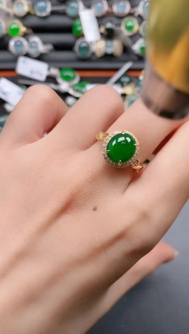 银S925镶嵌戒指翡翠11