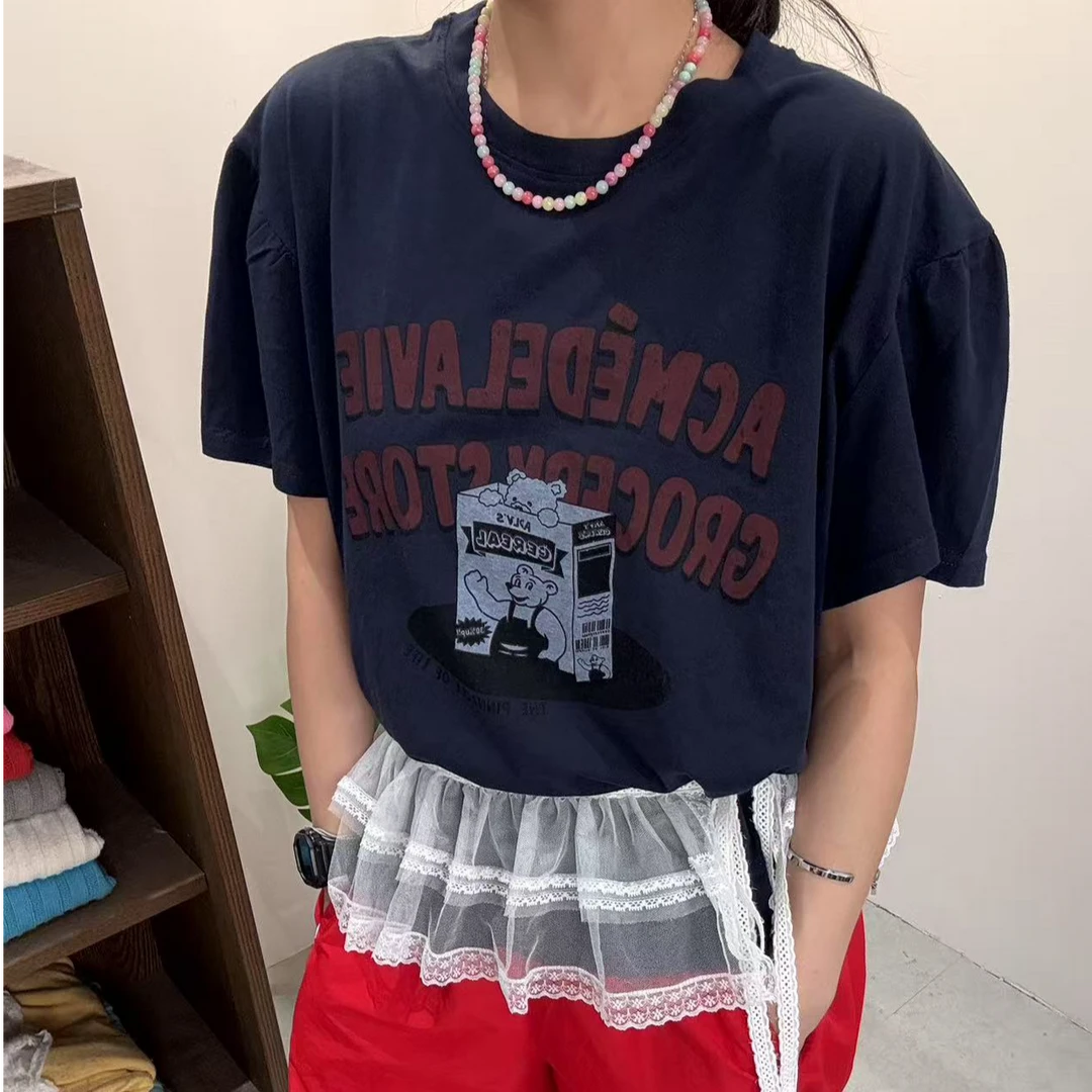 韩版新款印花短袖T洋气时尚休闲宽松百搭