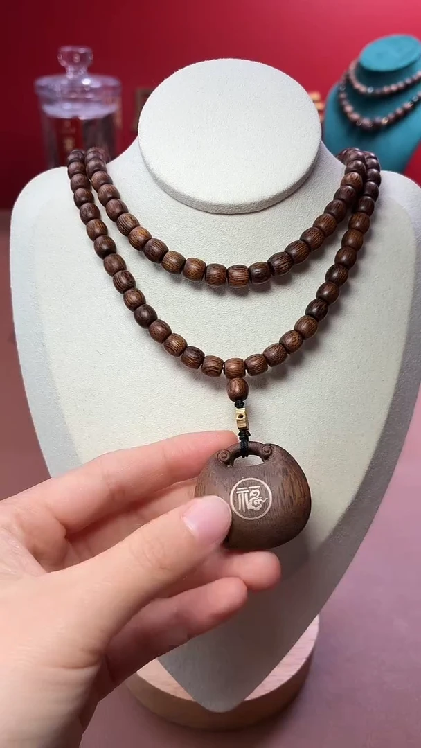 沉香手串沉水越南芽庄金丝油黄棋6x6代代有福设计