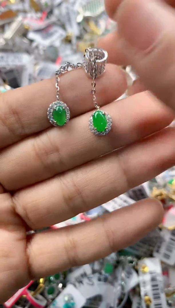 银S925镶嵌戒指翡翠555---2