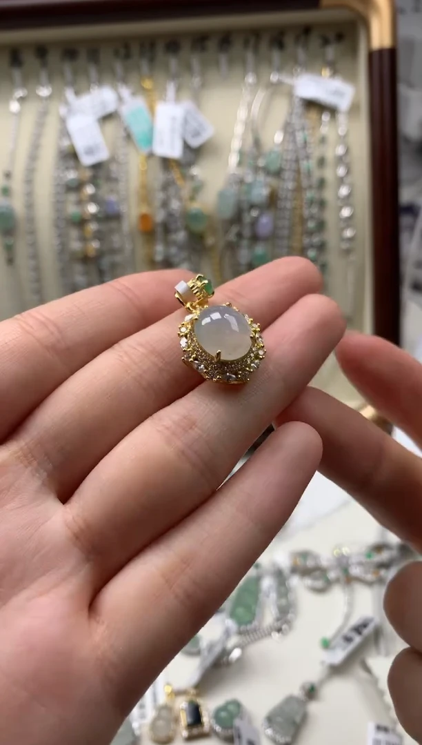 银S925镶嵌戒指翡翠吊坠3