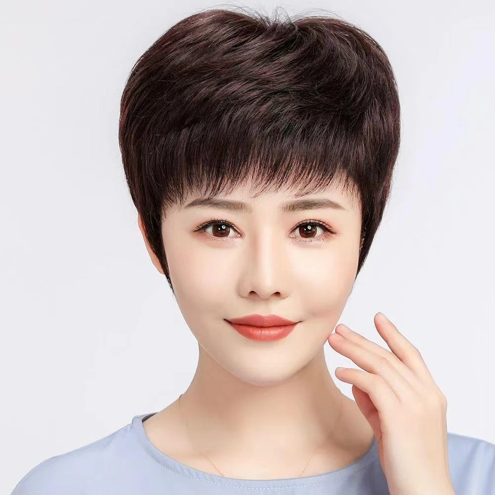 全手织全真发时尚短直发单层透气网