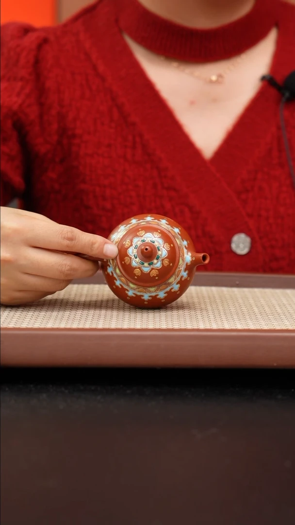 【闪购商品】紫砂茶壶小煤窑朱泥珐琅彩玉容