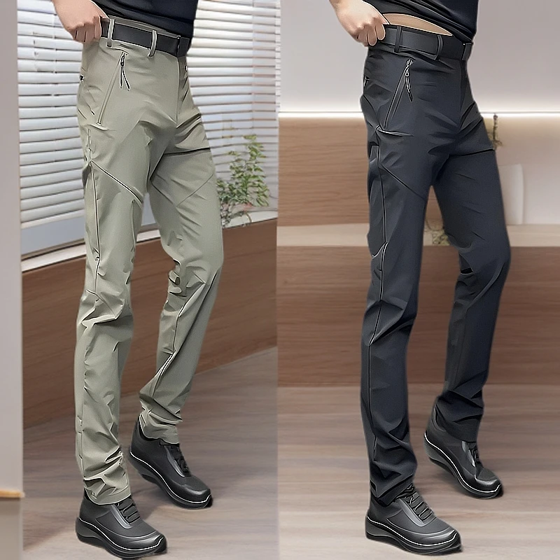 痞帅直筒休闲长裤男款秋冬黑色男式男士男士秋冬黑色直筒冲锋裤