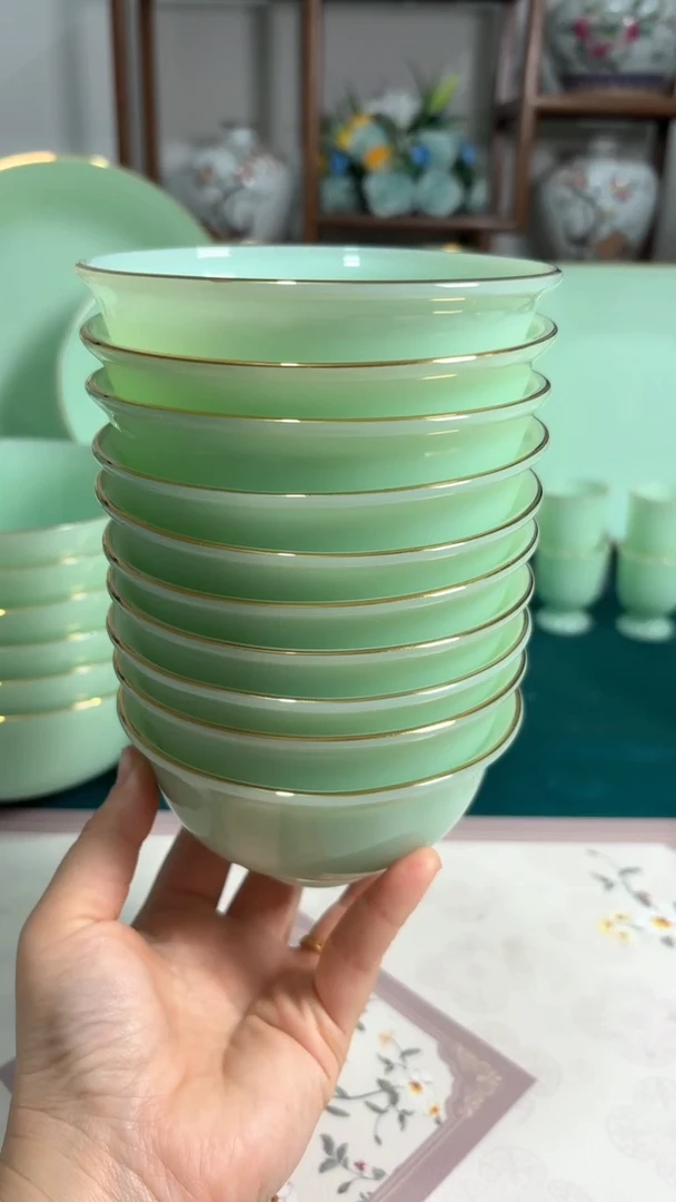 硬质细瓷  4.5英寸玉瓷碗10个口径11.5厘米